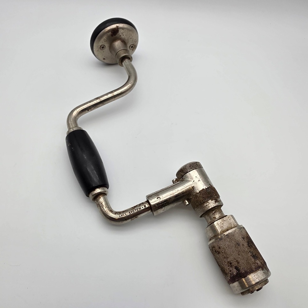 Stanley Bit Brace Hand Drill Bell System-B Vintage Tool Silver 14.25in